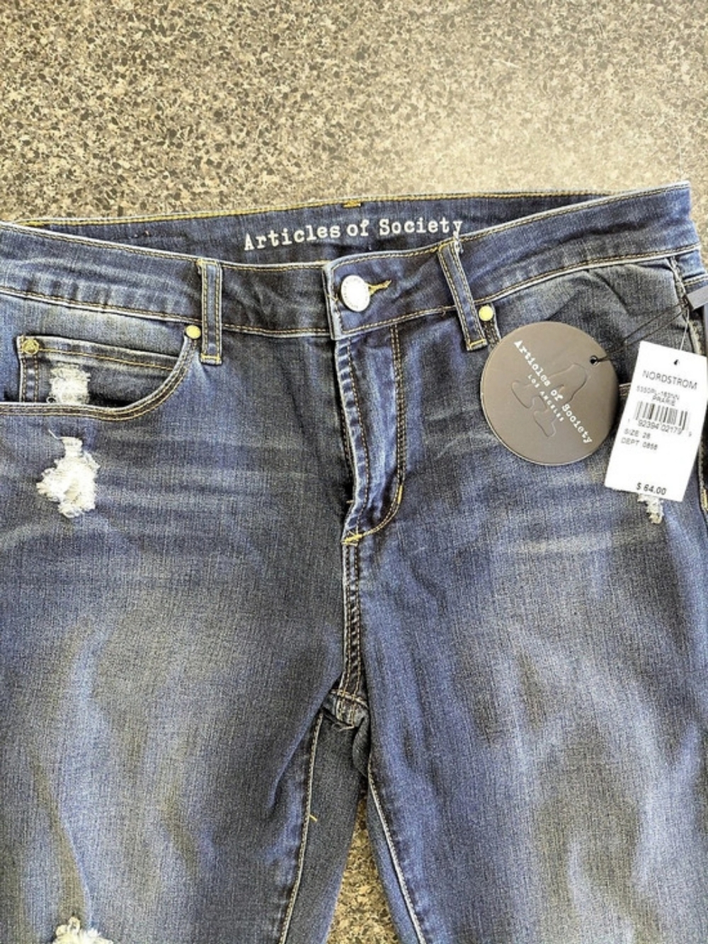 Articles of Society Distressed Skinny Jeans in Blue Waist 28 NWT